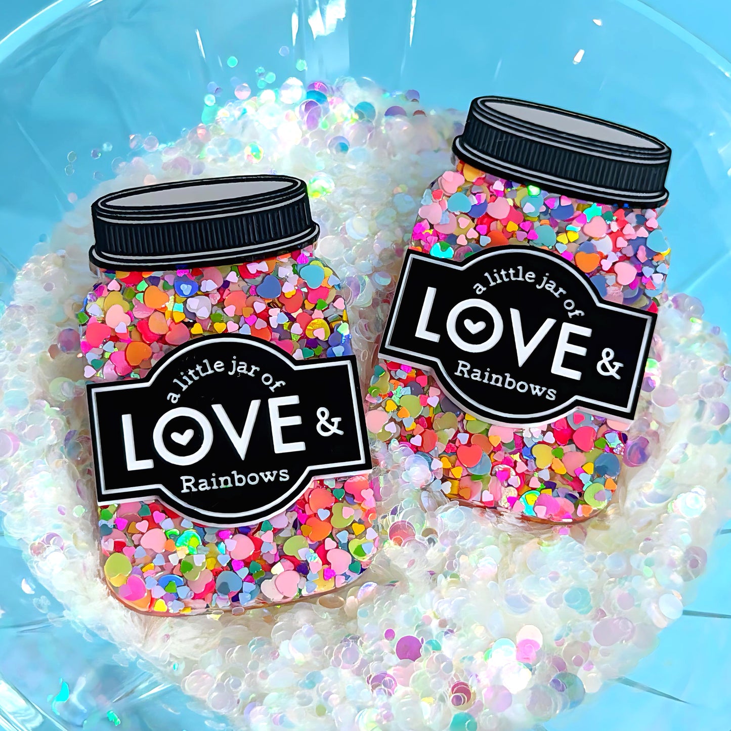 A LITTLE JAR OF : LOVE & RAINBOWS : Handmade Resin & Acrylic BROOCH