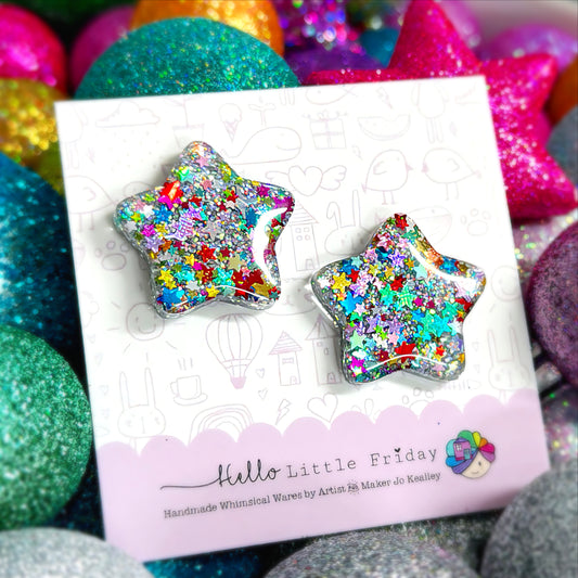 STAR DAZZLERS : Handmade Resin STUD Earrings