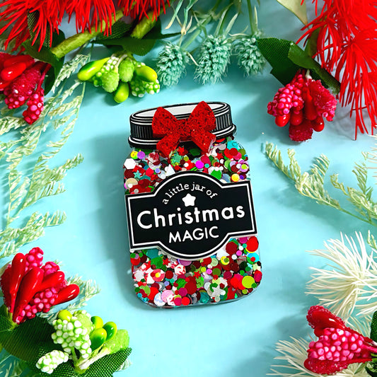 A LITTLE JAR OF : CHRISTMAS MAGIC : Handmade Resin & Acrylic BROOCH