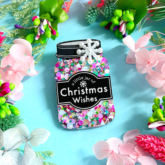 A LITTLE JAR OF CHRISTMAS WISHES : Handmade Resin & Acrylic BROOCH