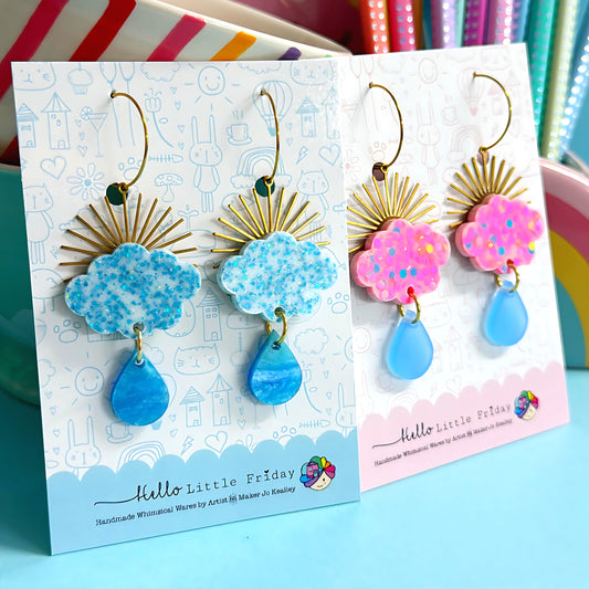 CLOUD BURST : Choose your colour : Handmade Resin & Acrylic Drop Earrings