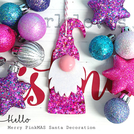 LIMITED EDITION 💝 SANTA GNOME : MERRY PINKMAS : Christmas Decoration & Keepsake : Handmade Cast Resin ARTWARES