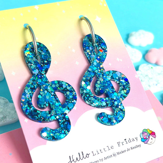WE ARE THE MUSIC MAKERS : BLUES MUSIC : Handmade Resin DROP Earrings