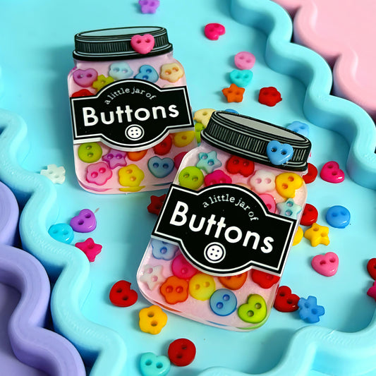 A LITTLE JAR OF : BUTTONS : Pink Brights : Handmade Resin & Acrylic BROOCH