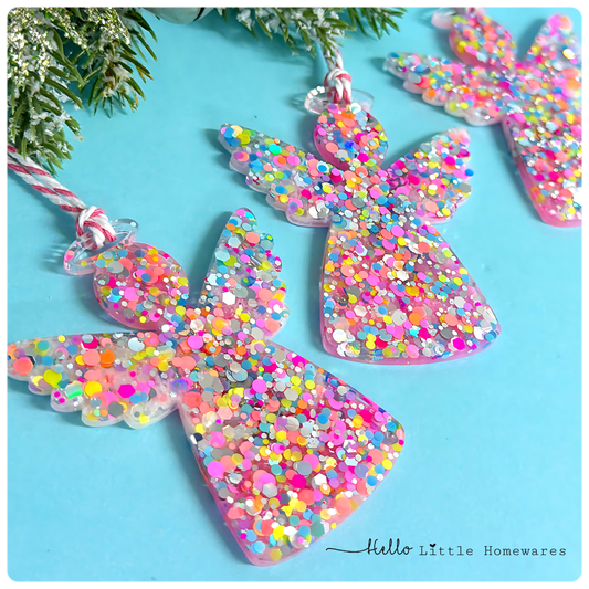 THE ANGEL OF CHRISTMAS: SHIMMERING CONFETTI RAINBOW : Christmas Decoration & Keepsake : Handmade Cast Resin ARTWARES