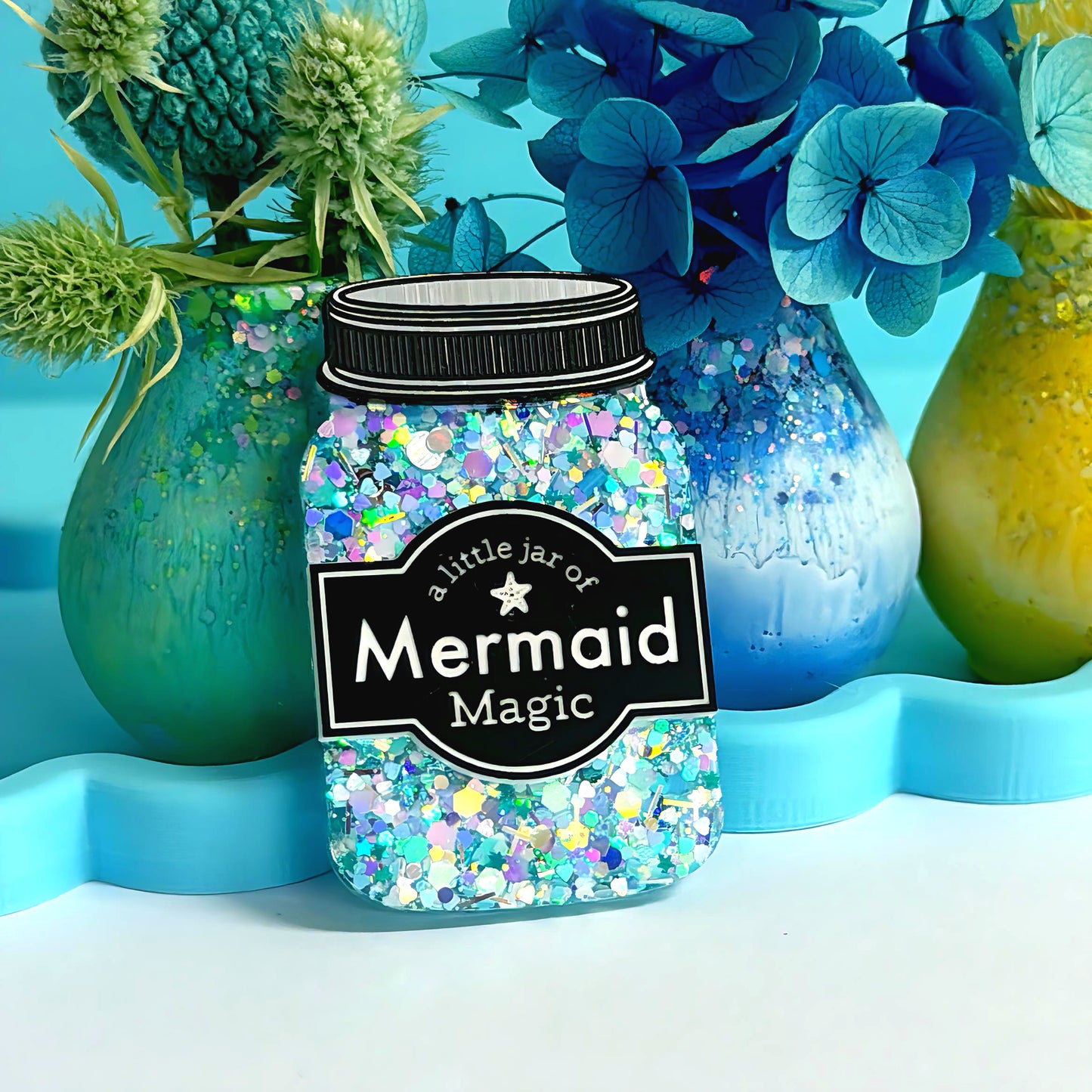 A LITTLE JAR OF : MERMAID MAGIC : Handmade Resin & Acrylic BROOCH