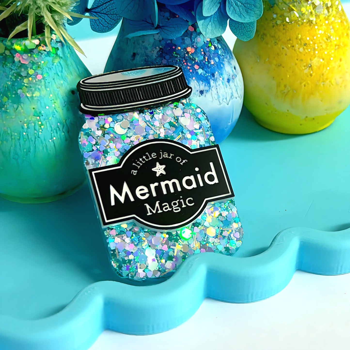 A LITTLE JAR OF : MERMAID MAGIC : Handmade Resin & Acrylic BROOCH