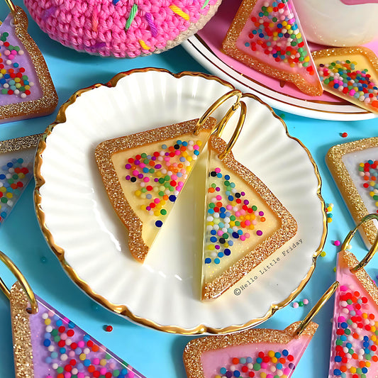 RAINBOW SPRINKLE FAIRYBREAD : Handmade Resin DROP Earrings