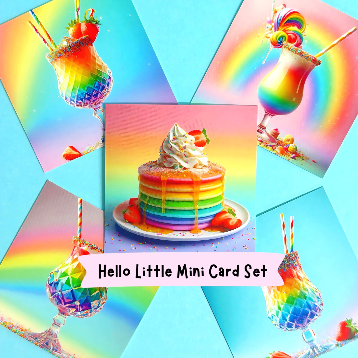 Limited Edition : RAINBOW SWEET TREATS : 10 pack of mini Art Cards