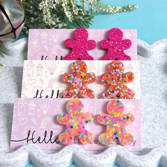 I LOVE GINGERBREAD : Choose your colour : Handmade Resin STUD Earrings