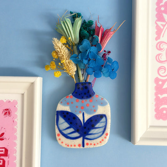 Prototype : HANDPAINTED FLORALS Handmade Ceramic Wall Vase by Jo Kealley
