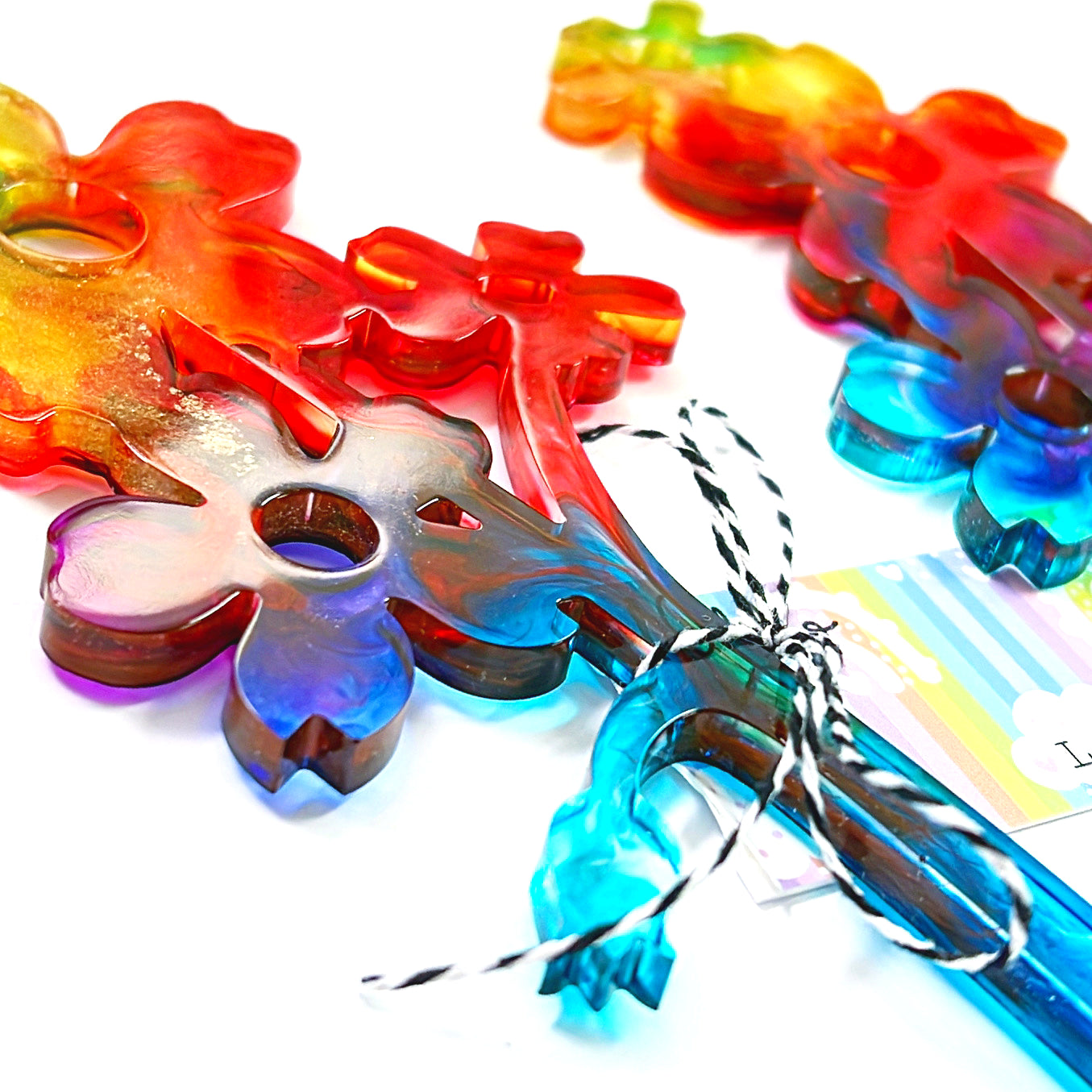HELLO LITTLE BLOOMS : RAINBOW BRIGHT - choose your design : Cast Resin Forever Flowers