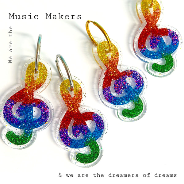 WE ARE THE MUSIC MAKERS : Choose your fittings : Handmade Resin Drop Earrings