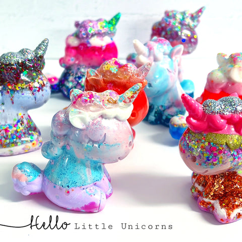 HELLO LITTLE UNICORNS : Handmade Cast Resin Mini Sculptures