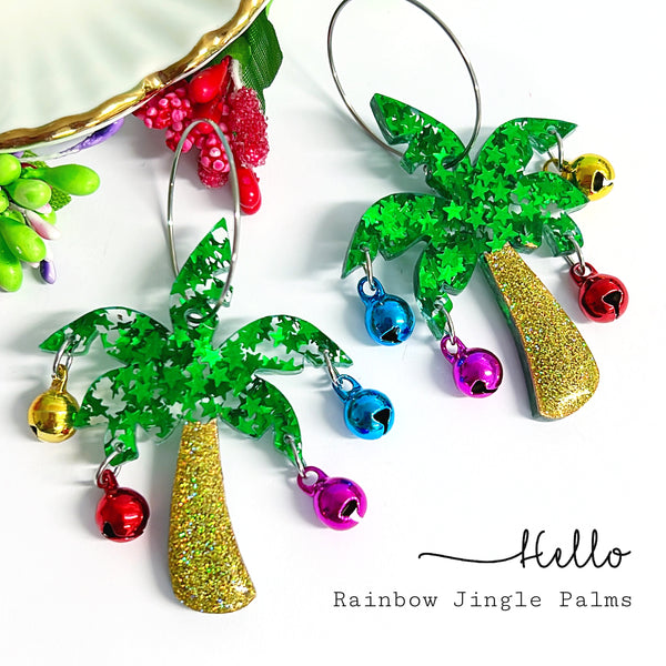 JINGLE PALMS : The Tropical Christmas Tree : Handmade Resin & Acrylic DROP Earrings