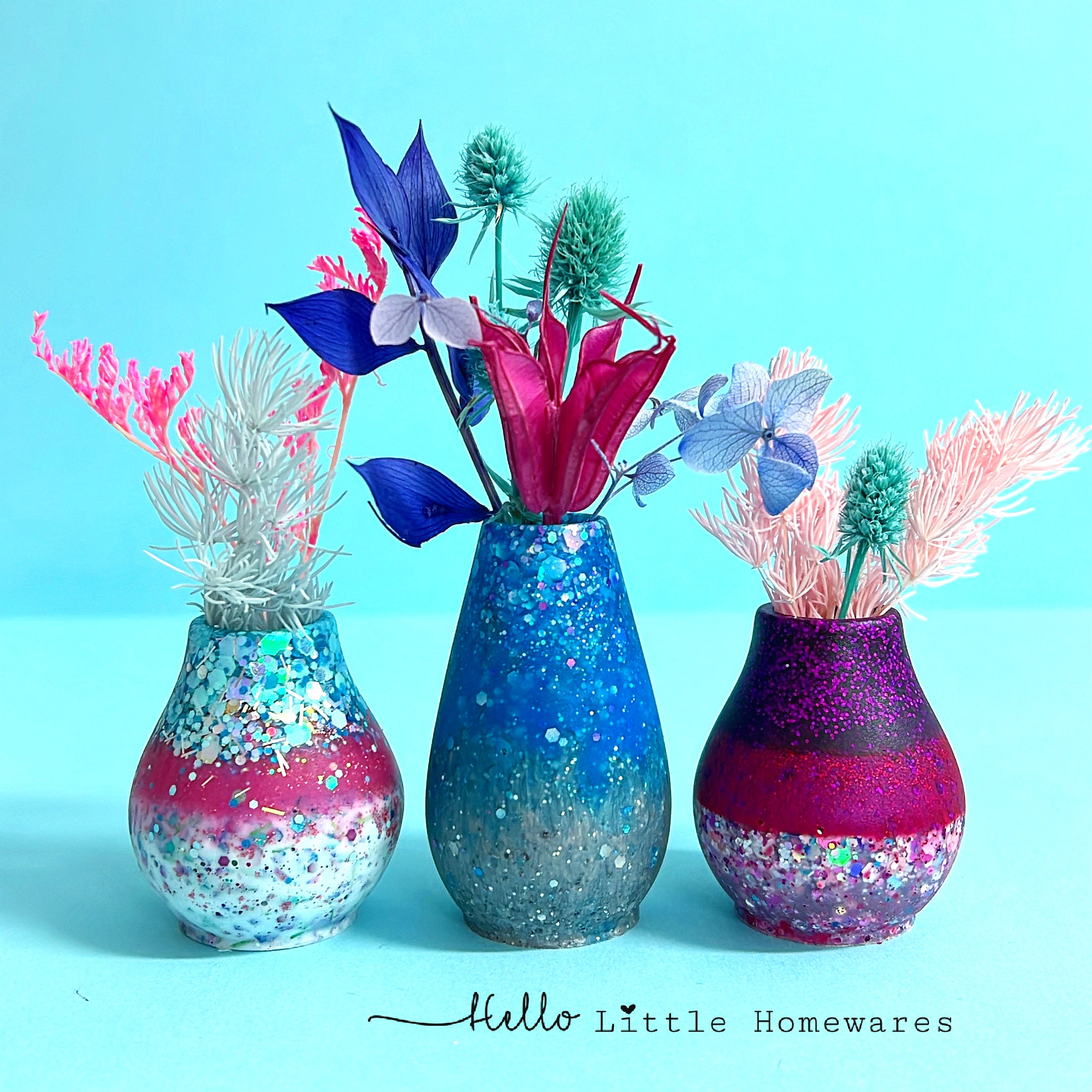 HELLO BABY BUD VASES : Choose your design : One of a Kind Cast Resin Vases