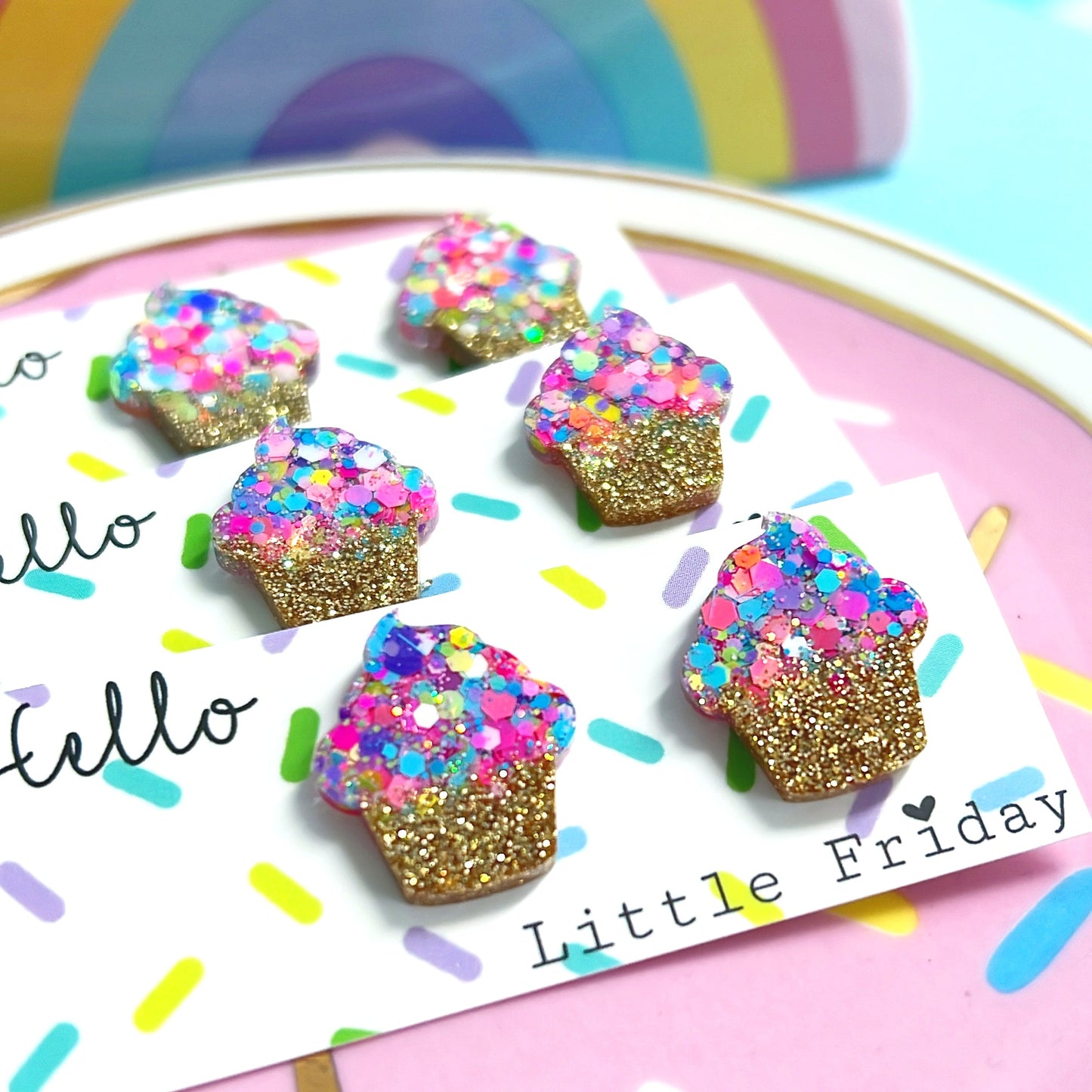 CONFETTI CUPCAKES : Handmade Resin Studs