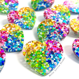 RAINBOW LOVE : NEON CONFETTI : Handmade Resin Brooches