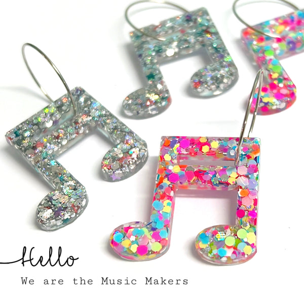 WE ARE THE MUSIC MAKERS : Choose your colour : Handmade Resin Drop Earrings