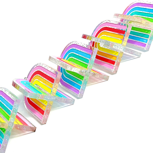 3D IT’S RAINING RAINBOWS : Handmade Acrylic Drop Earrings