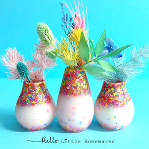HELLO BABY BUD VASES : Choose your design : One of a Kind Cast Resin Vases