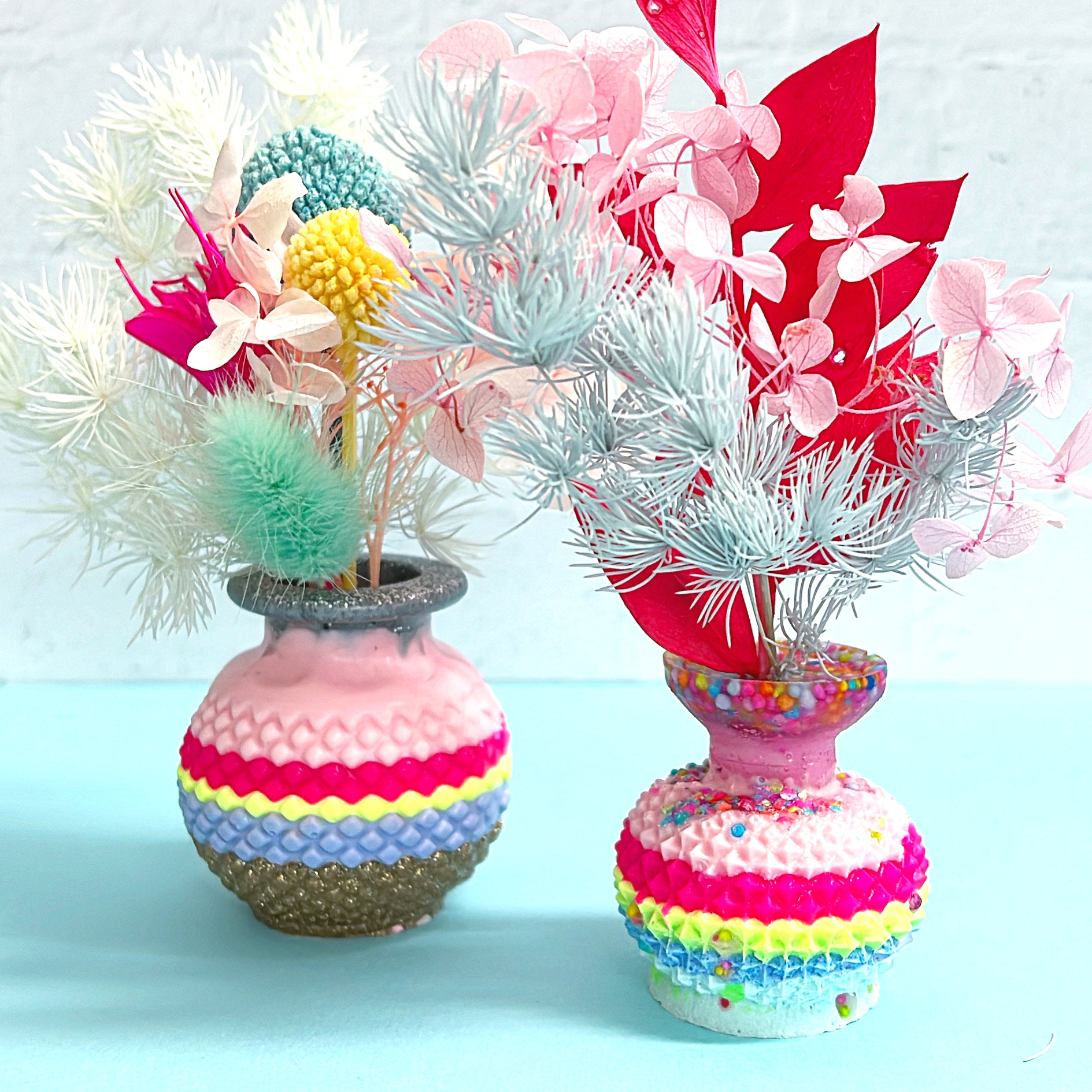 HELLO BABY VASES : ROUNDED : Choose your design : One of a Kind Cast Resin Vases