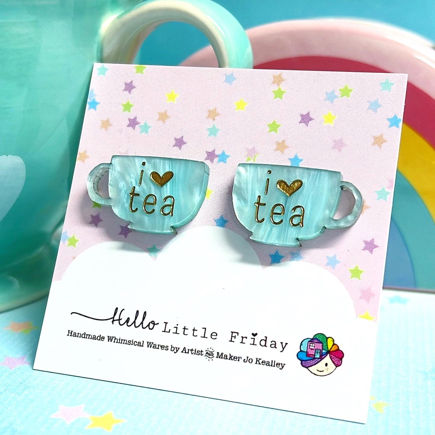I LIKE BIG CUPS : Choose TEA or COFFEE : Handmade Acrylic STUD Sets