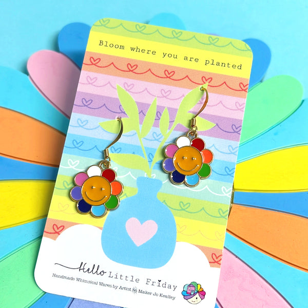 THE HAPPIEST BLOOMS : Rainbow Enamel Drop Earrings