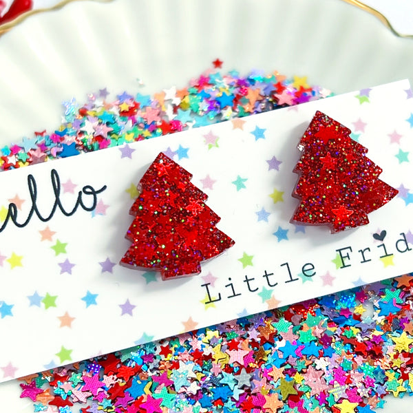 BABY CHRISTMAS TREES: Choose your colour : Handmade Resin STUD Earrings