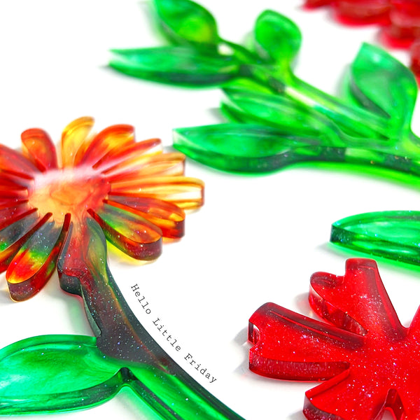 HELLO LITTLE BLOOMS : RAINBOW - choose your design : Cast Resin Forever Flowers
