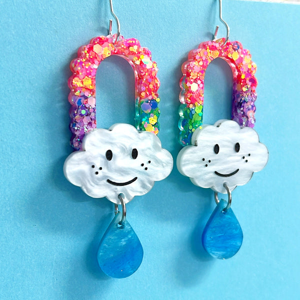 THE HAPPIEST CLOUDS : Rainbow Arch : Handmade Resin & Acrylic Drop Earrings