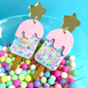 RAINBOW POPSICLES : Choose your flavour : Handmade Resin Stud top Drop Earrings & Brooches