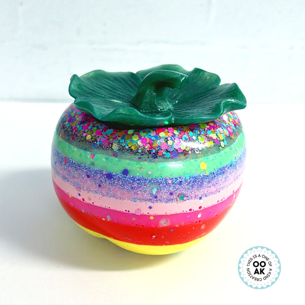 HELLO HAPPY PERSIMMON : One of a Kind Handmade Cast Resin Trinket Pots