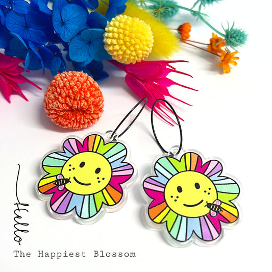 THE HAPPIEST BLOSSOM : Handmade Acrylic Drop Earrings