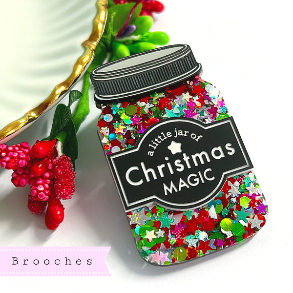 A LITTLE JAR OF CHRISTMAS MAGIC : Handmade Resin & Acrylic BROOCHES