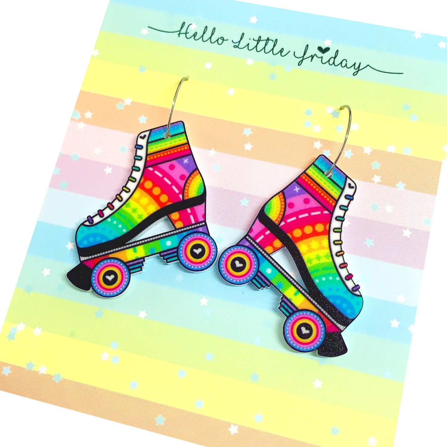 SKATER GIRLS Rainbow ~ Handmade Acrylic Drop Earrings