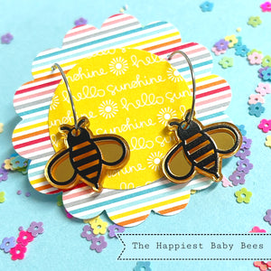 The Happiest BABY BEES : High Shine Gold Mirror Acrylic Drop Earth
