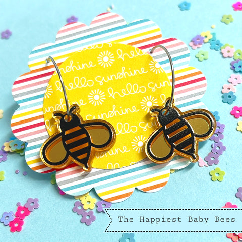 The Happiest BABY BEES : High Shine Gold Mirror Acrylic Drop Earth