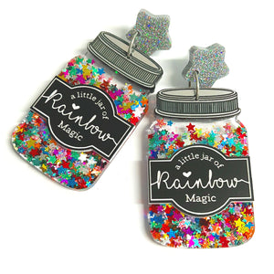 A LITTLE JAR OF : RAINBOW MAGIC : Handmade Resin & Acrylic DROP Earrings