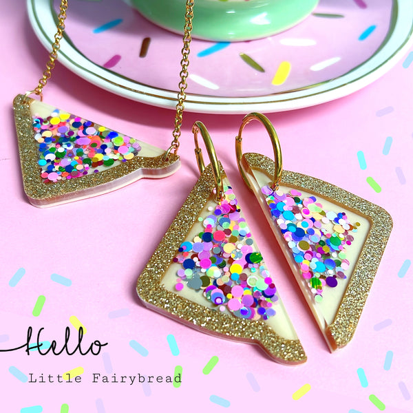 TWINKLING FAIRYBREAD : CHOOSE - DROP Earrings : BROOCH  or PENDANT : Handmade Resin Accessories