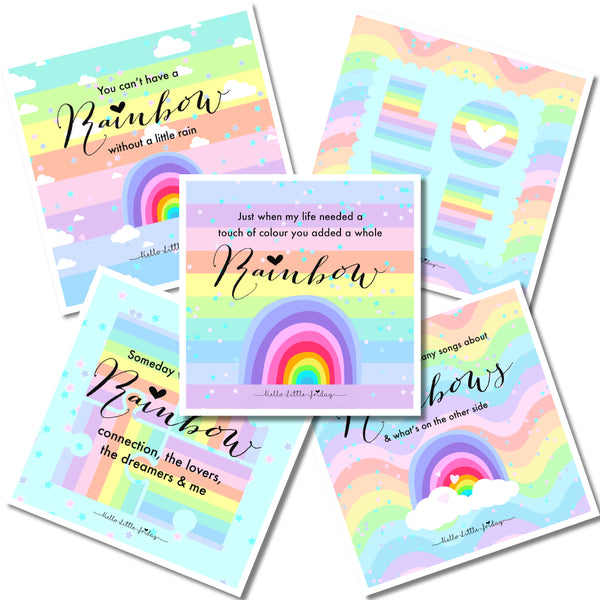 THE RAINBOW LOVERS : 10 pack of mini cards : 5 designs