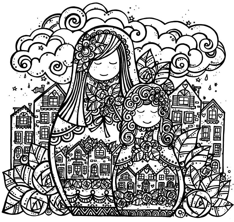 THE GYPSY GIRLS : Set of 2 ART PRINTS & COLOURING CARDS